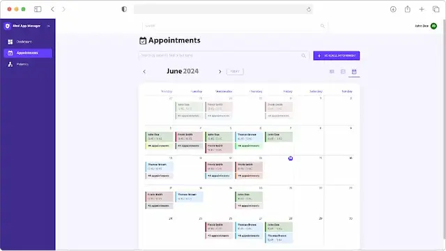 Capture of the Medical Appointment App website